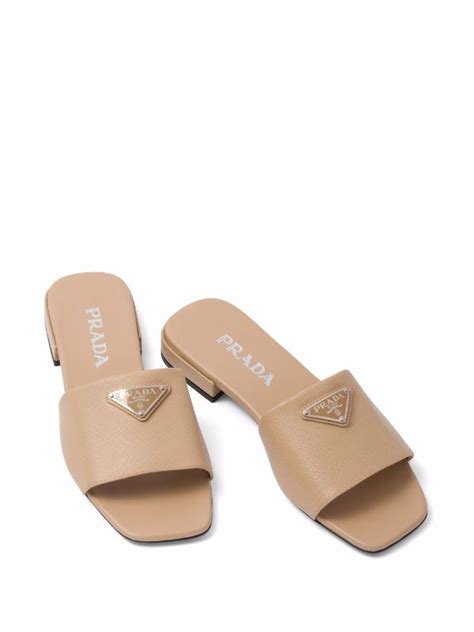 prada tan flip flops|farfetch prada slides.